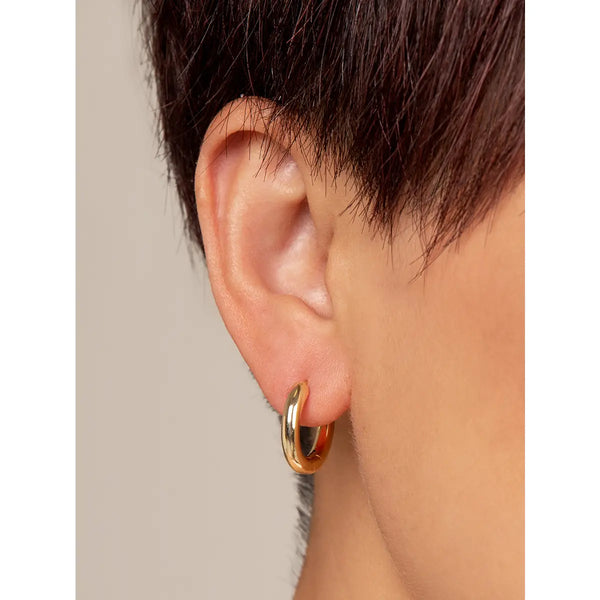 18K Gold Plated Small Chunky Huggie Earring - Silver or Gold