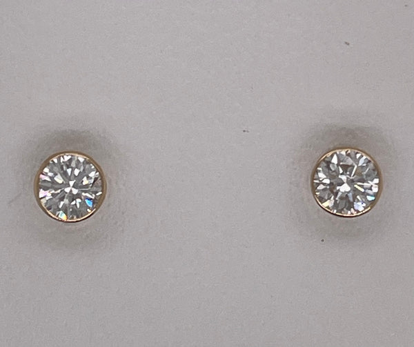 Luxe by BLING Stud Earrings- Bezel Set Lab Grown Diamond on 14K Gold Chain
