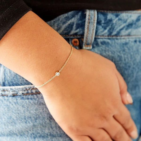 Luxe by BLING Bracelet- Bezel Set Lab Created Diamond in 14K Gold Chain