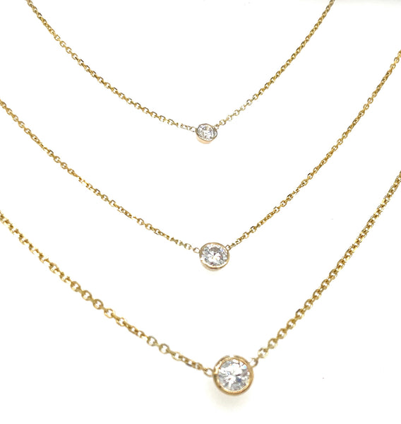 Luxe by BLING Necklaces- Bezel Set Lab Grown Diamond on 14K Gold Chain
