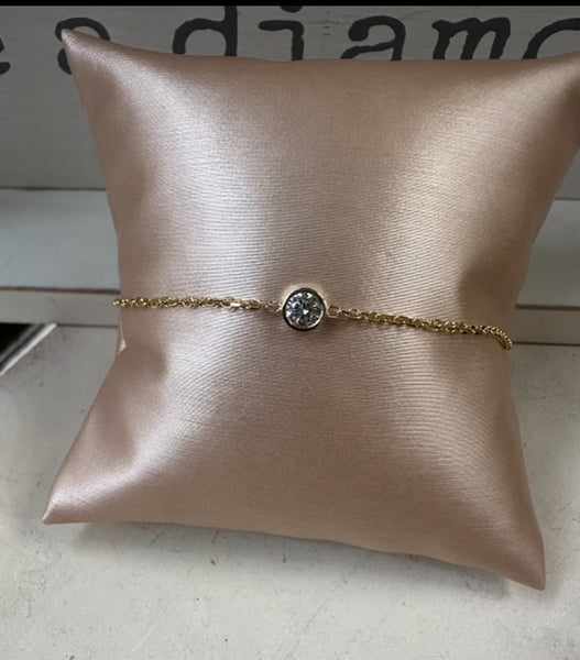 Luxe by BLING Bracelet- Bezel Set Lab Created Diamond in 14K Gold Chain