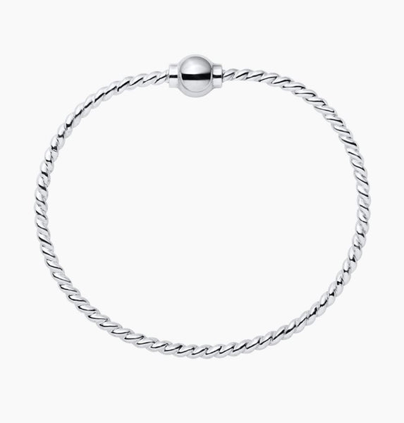 Cape Cod Single Ball Twist Band Bracelet in Sterling Silver