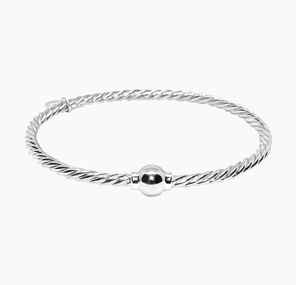 Cape Cod Single Ball Twist Band Bracelet in Sterling Silver