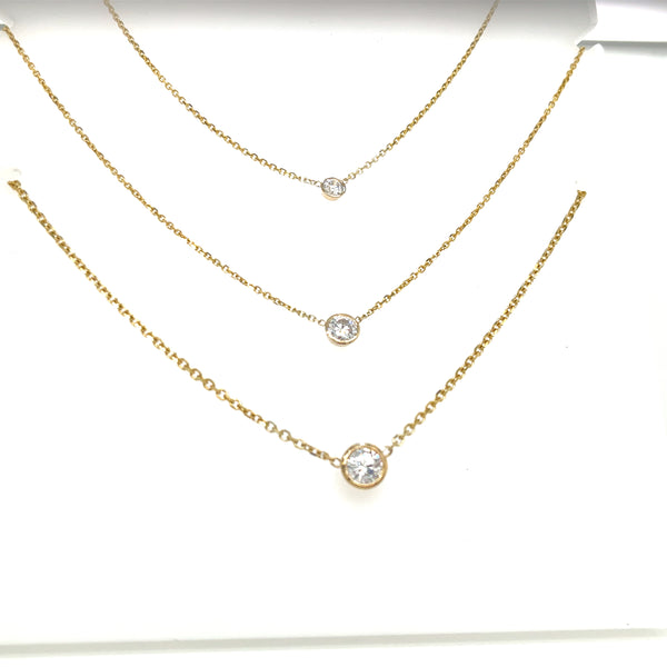 Luxe by BLING Necklaces- Bezel Set Lab Grown Diamond on 14K Gold Chain