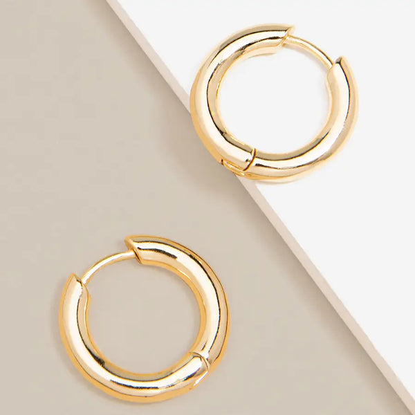 18K Gold Plated Small Chunky Huggie Earring - Silver or Gold
