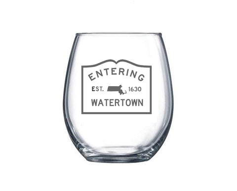 Entering ‘Town’ Custom Etched Stemless Wine Glasses