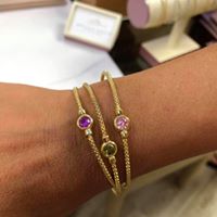 Birthstone Gold Finish Sterling Silver Cuff Bracelet with Bezel Simulated Birth Gem