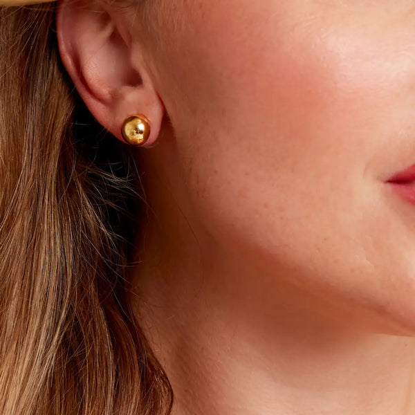 18K Gold Plated Small Round Metal Stud Earrings - Silver or Gold