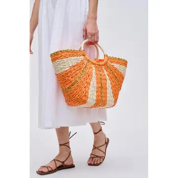 Victoria Straw Summer Beach Top Handle Tote