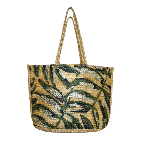 Jute Bag with Tropical Prints - Thai Paradise