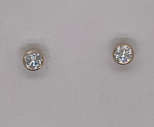 Luxe by BLING Stud Earrings- Bezel Set Lab Grown Diamond on 14K Gold Chain