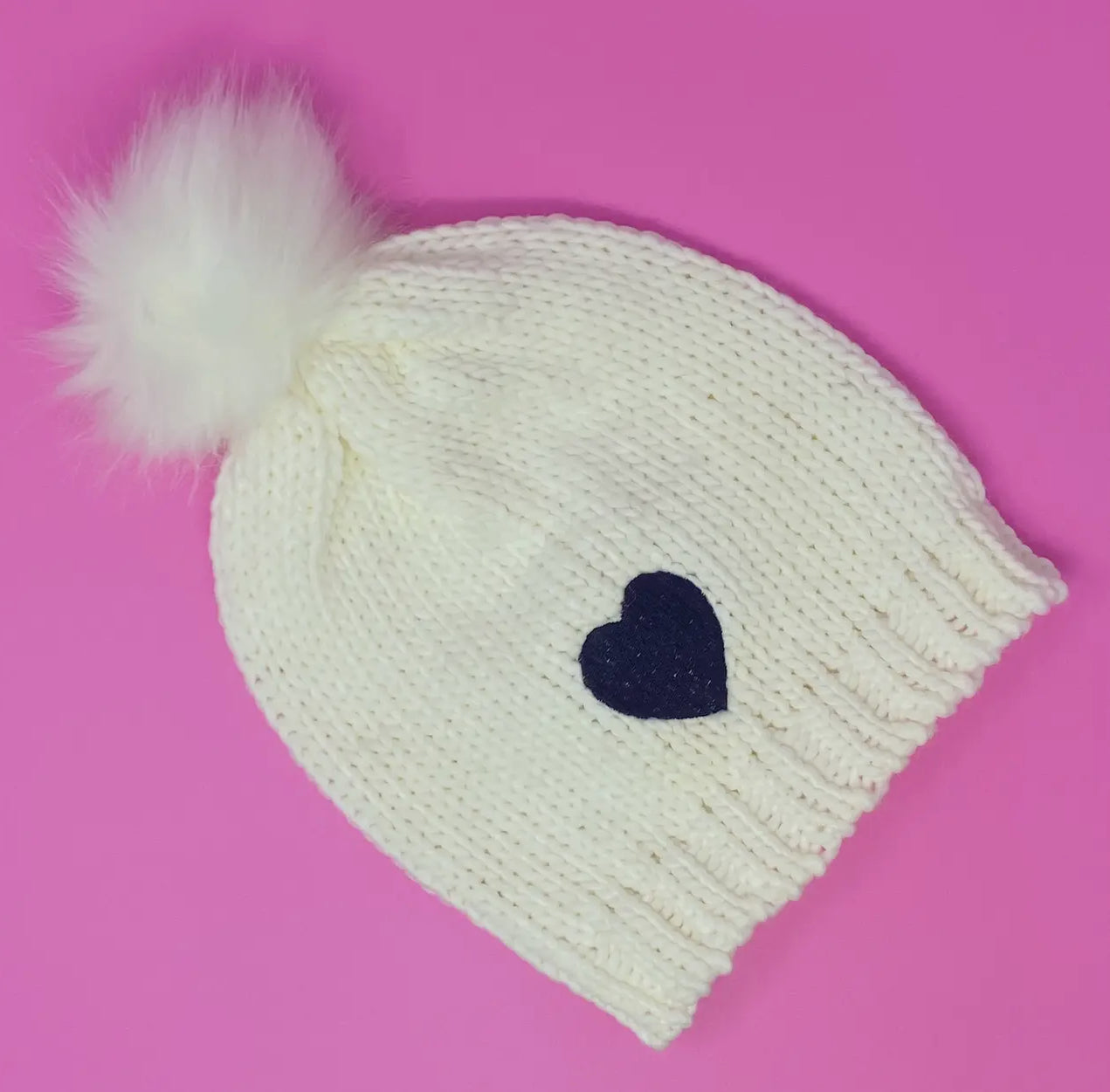 Heart Pom Pom Hat