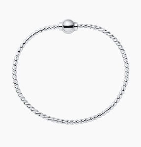 Cape Cod Single Ball Twist Band Bracelet in Sterling Silver