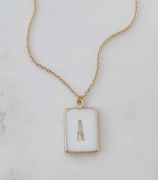 Mother of Pearl Initial Necklace