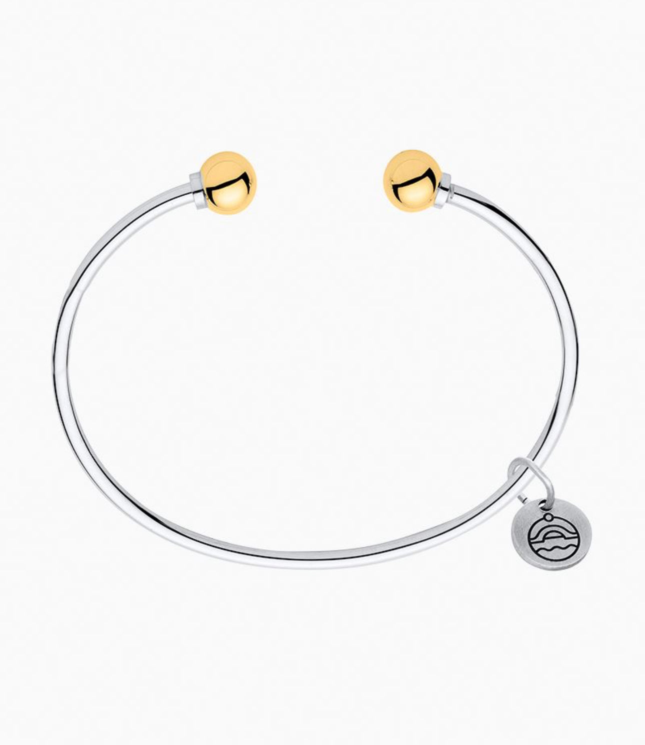 Double Ball Two-Tone Open Cuff Bracelet