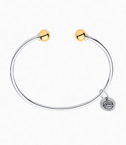 Double Ball Two-Tone Open Cuff Bracelet
