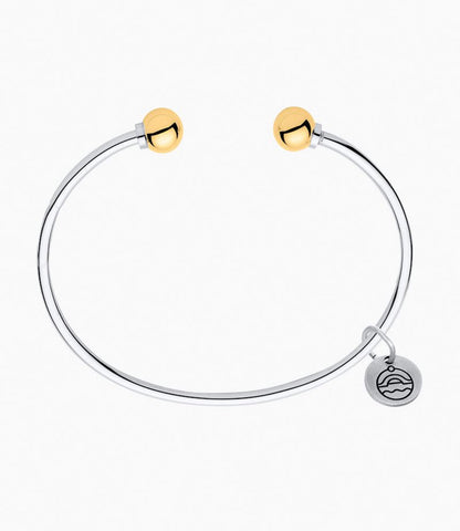 Double Ball Two-Tone Open Cuff Bracelet