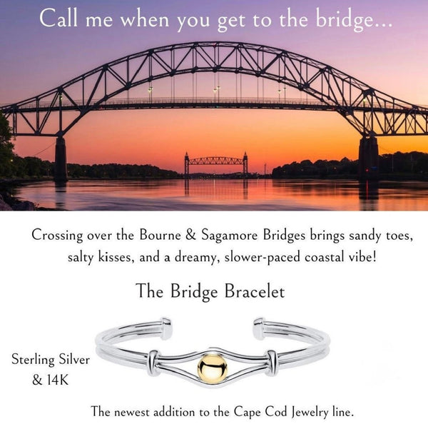 Cape Cod Sterling Silver and 14 K Gold ‘Bridge’ Bracelet