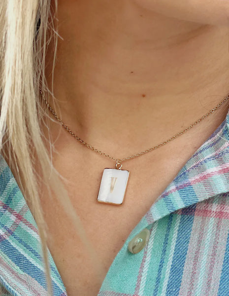 Mother of Pearl Initial Necklace