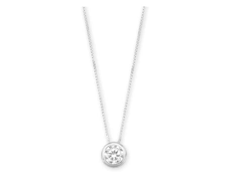 7mm Bezel Set CZ Floating Slide Necklace