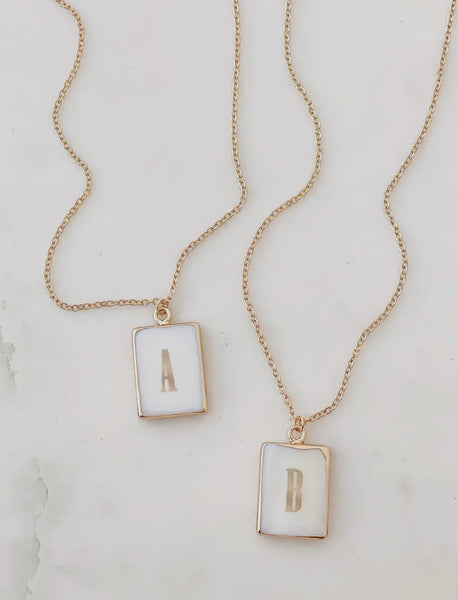 Mother of Pearl Initial Necklace