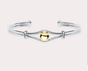 Cape Cod Sterling Silver and 14 K Gold ‘Bridge’ Bracelet