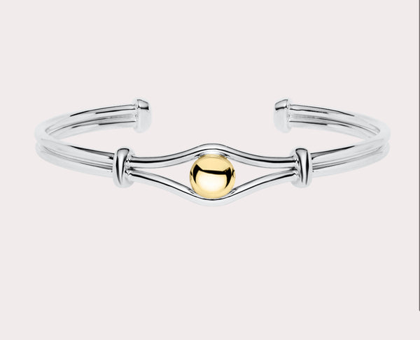 Cape Cod Sterling Silver and 14 K Gold ‘Bridge’ Bracelet