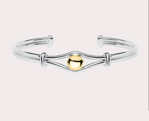 Cape Cod Sterling Silver and 14 K Gold ‘Bridge’ Bracelet