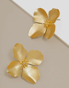 Matte 18K Gold Plated Garden Party Statement Earrings - Silver or Gold