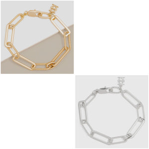 18K Gold Plated Oval Link Bracelet - Silver or Gold Toned