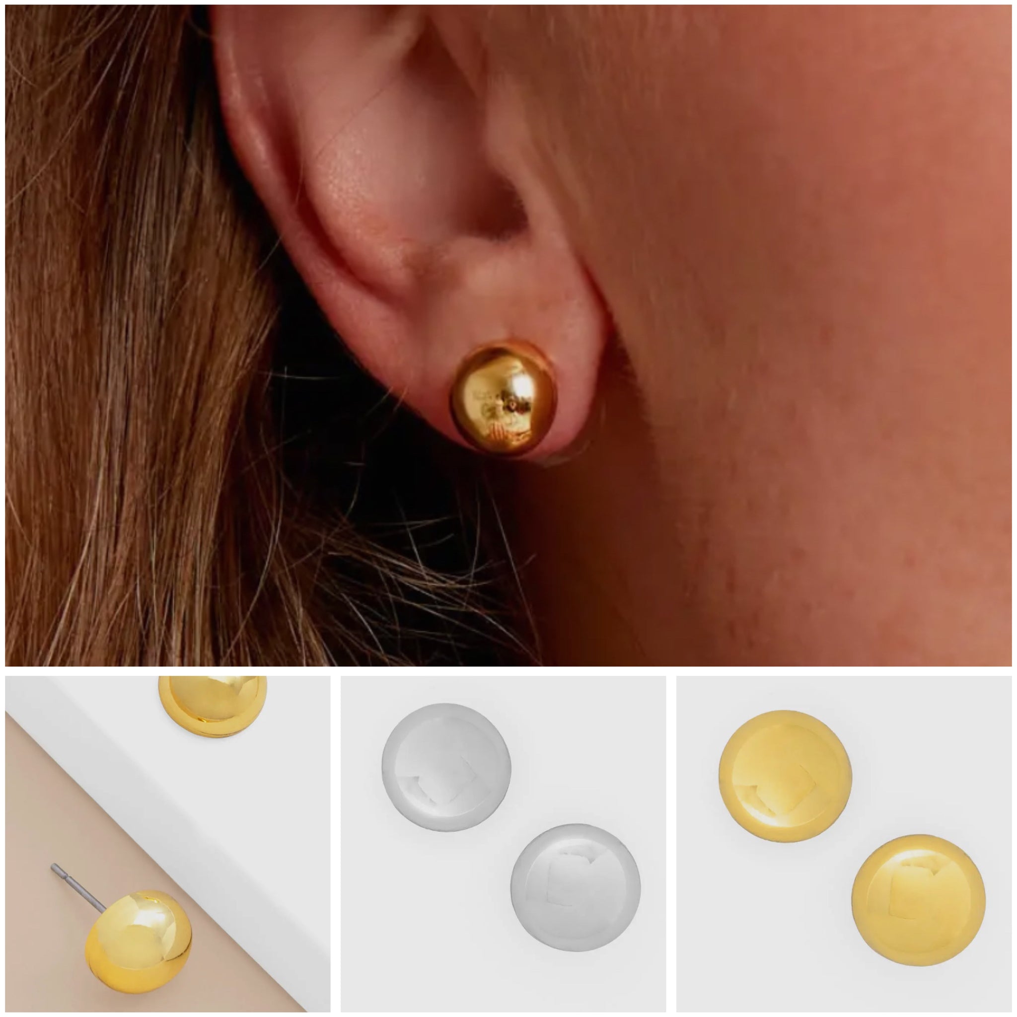 18K Gold Plated Small Round Metal Stud Earrings - Silver or Gold