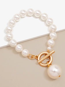 Pearl Charm and Toggle Bracelet