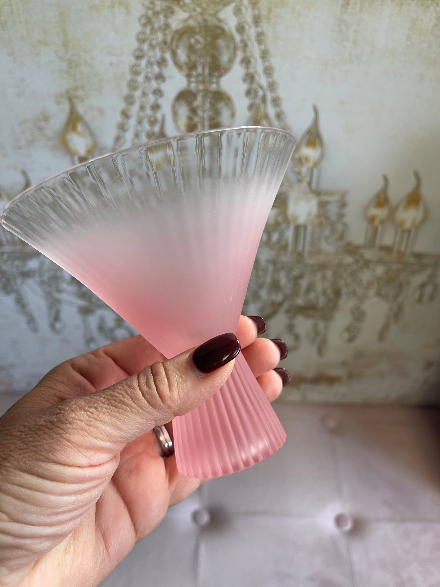 Pink Art Deco Cocktail Glass