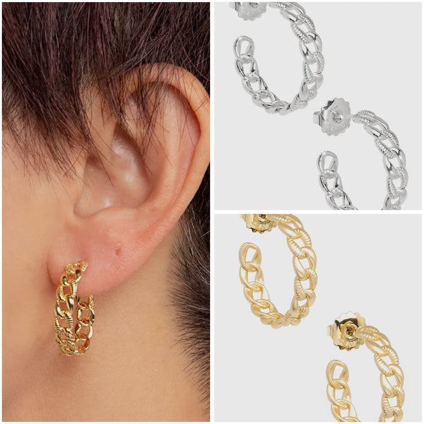 Braided Hoop Earrings - Silver or Matte Gold