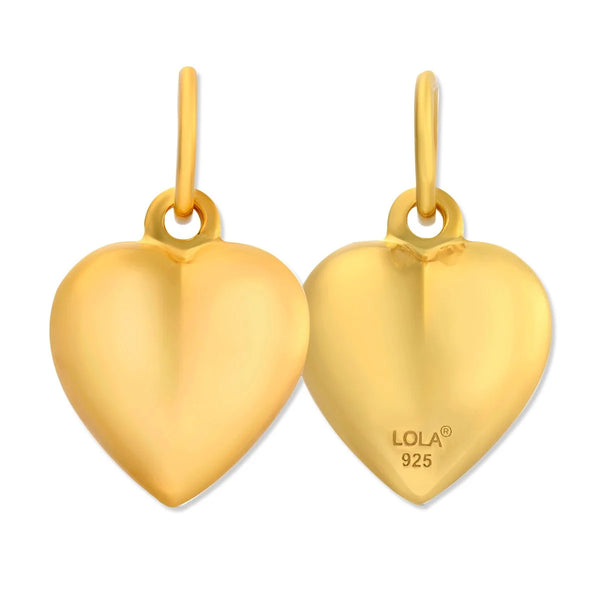 Lola Puffy Heart Pendant in Sterling Silver or Gold over Silver