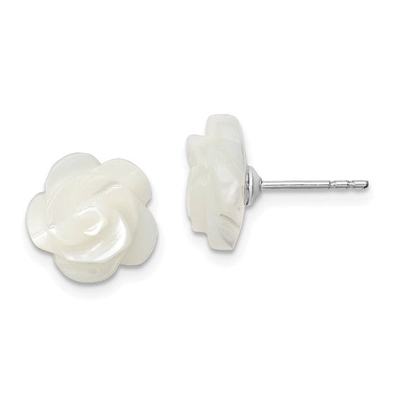 Sterling Silver Mother of Pearl Flower Studs