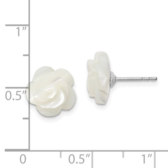 Sterling Silver Mother of Pearl Flower Studs