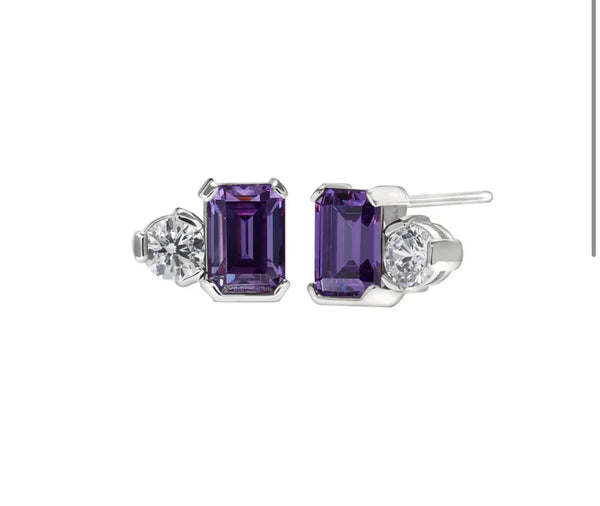 ‘Toi et Moi’ Two-Stone Crystal Earrings with Simulated Birthstones - All Months