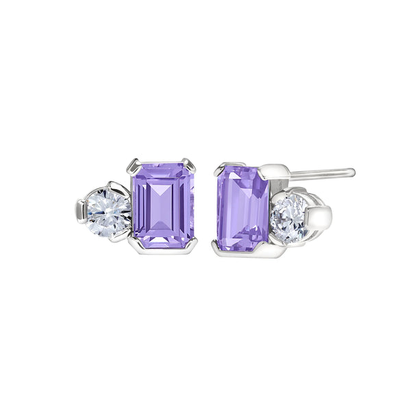 ‘Toi et Moi’ Two-Stone Crystal Earrings with Simulated Birthstones - All Months