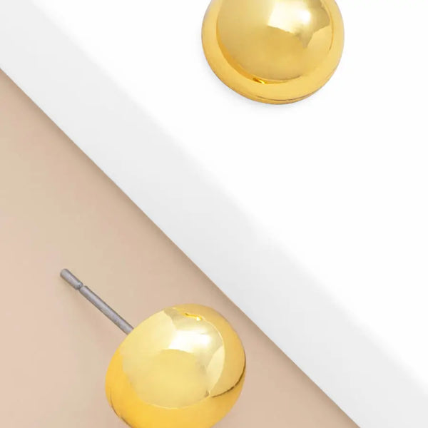 18K Gold Plated Small Round Metal Stud Earrings - Silver or Gold