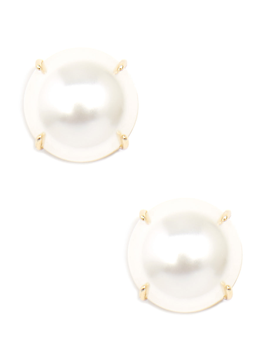 Pearl Stud Earring with Setting- Silver