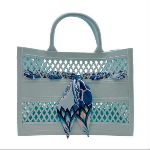 The Soleil Cut Out Jelly Tote with Scarf