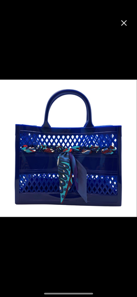 The Soleil Cut Out Jelly Tote with Scarf
