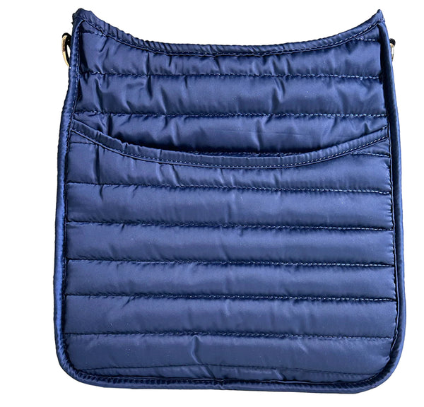Ahdorned Everly Quilted Puffy Zip Top Messenger- Various Colors. Strap not included.