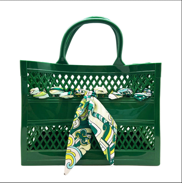 The Soleil Cut Out Jelly Tote with Scarf