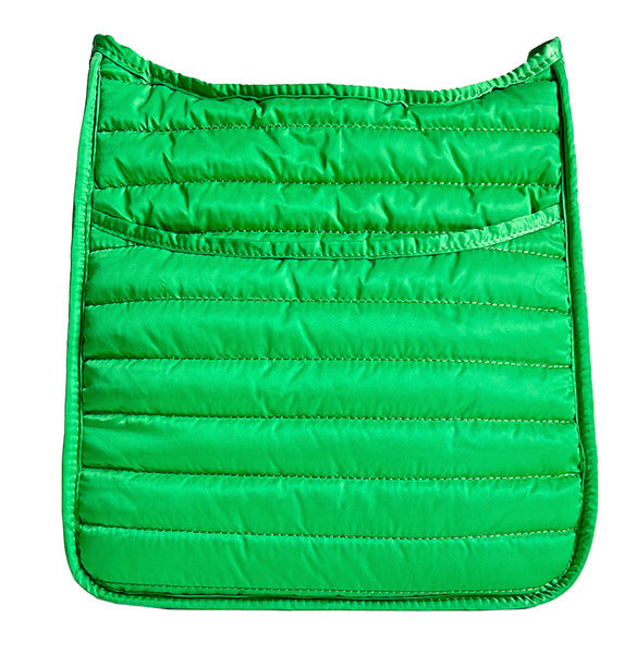 Ahdorned Everly Quilted Puffy Zip Top Messenger- Various Colors. Strap not included.