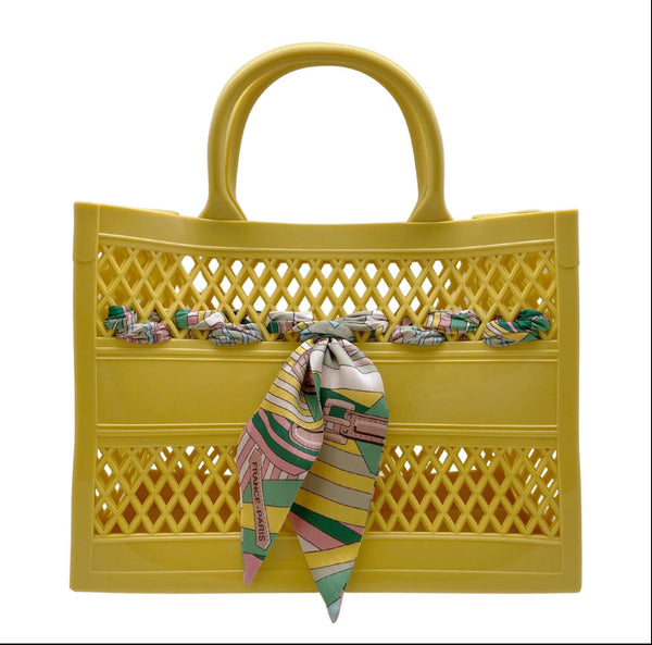 The Soleil Cut Out Jelly Tote with Scarf