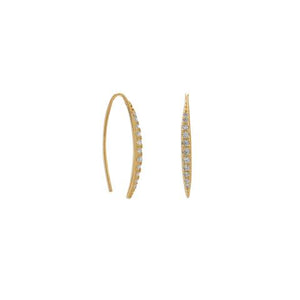 14 Karat Gold Plated Graduated CZ Vertical Bar Earrings