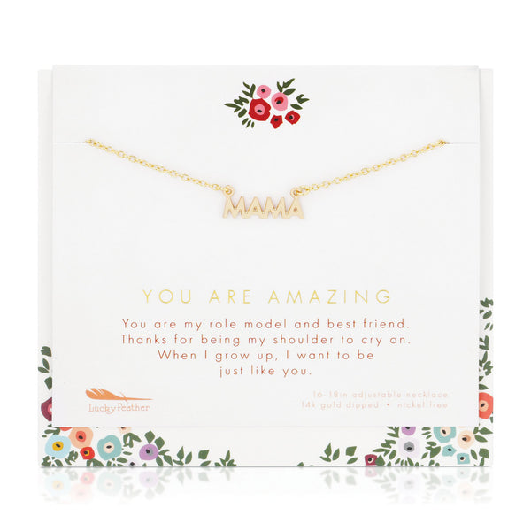 You Are Amazing, Mama - 14K Gold Plated Necklace & Card