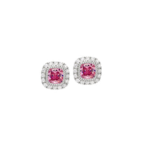 Cushion Cut Platinum Finish March Simulated Birthstone Stud Earrings
